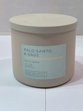 Bath &Body Works PALO SANTO & SAGE Candle 3 Wick Scented White Barn 14.5 oz New